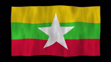 3D Myanmar bayrağını alfa kanallı dalgalandırma animasyonu