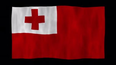 3D Tonga bayrağını alfa kanallı dalgalandırma animasyonu