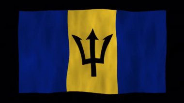 3D Barbados bayrağını alfa kanallı dalgalandırma animasyonu