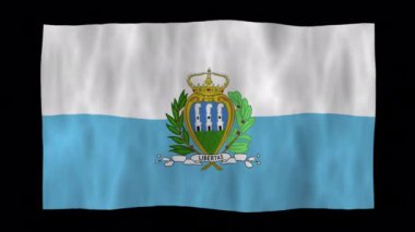 3D San Marino bayrağını alfa kanallı sallayarak döndürme animasyonu