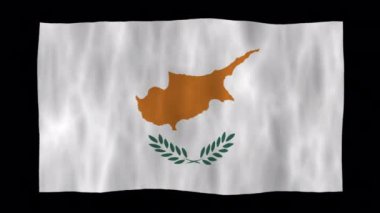 3D Kıbrıs bayrağını alfa kanallı dalgalandırma animasyonu