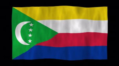 3D Comoros bayrağının alfa kanalı ile döngü oluşturulması