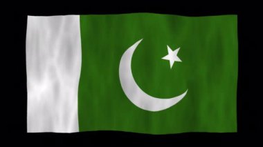 3D Pakistan bayrağını alfa kanallı dalgalandırma animasyonu