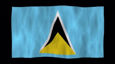 3D Saint Lucia bayrağını alfa kanallı dalgalandırma animasyonu