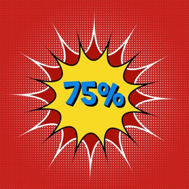 Red banner with seventy five  percent discount on balloon for mega big sales clipart