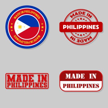 Set of four stamps with flag made in Philippines clipart