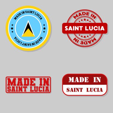 Set of four stamps with flag made in Saint Lucia clipart