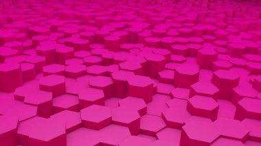 Pembe altıgen perspektifli soyut sarı modern mimari 3B arkaplan