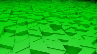 Soyut turuncu modern mimari 3 boyutlu arkaplan ve yeşil üçgen perspektifli