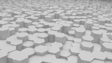 Beyaz altıgen perspektifli soyut sarı modern mimari 3B arkaplan