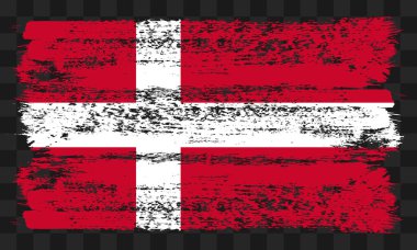 Şeffaf arkaplanda grunge biçimli Danimarka bayrağı