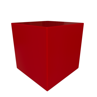 Şeffaf arkaplan PNG üzerinde izole edilmiş perspektifte küp kırmızı