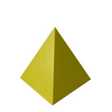 Sarı piramit perspektif olarak şeffaf arkaplan PNG izole