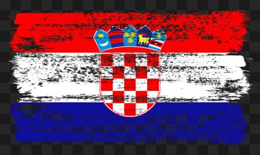 Şeffaf arkaplanda grunge tarzı Hırvatistan bayrağı