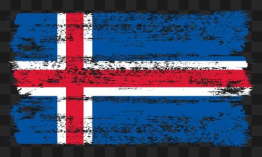 Şeffaf arkaplanda grunge tarzında vektör İzlanda bayrağı