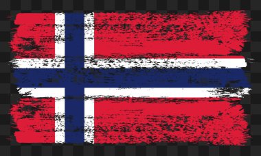 Şeffaf arkaplanda grunge tarzında vektör Norveç bayrağı