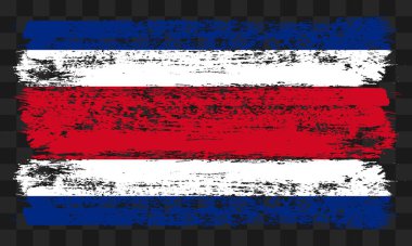 Şeffaf arkaplanda grunge tarzı Kosta Rika bayrağı