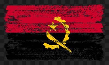 Şeffaf arkaplanda grunge biçiminde Angola bayrağı