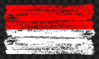 Şeffaf arkaplanda grunge biçiminde Endonezya bayrağı