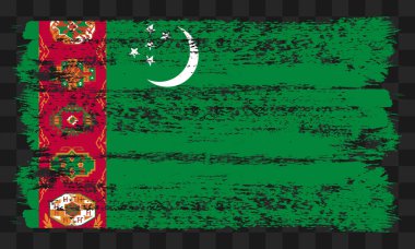 Şeffaf arkaplanda grunge tarzında vektör Türkmenistan bayrağı