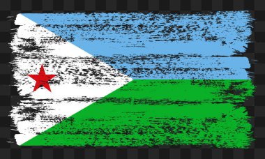 Şeffaf arkaplanda grunge tarzında vektör Cibuti bayrağı