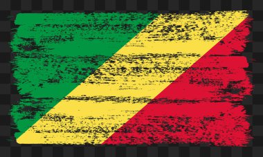 Şeffaf arkaplanda grunge biçiminde Vektör Kongo bayrağı