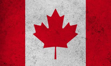 Kanada 'nın soyut grunge dokulu vintage bayrağı