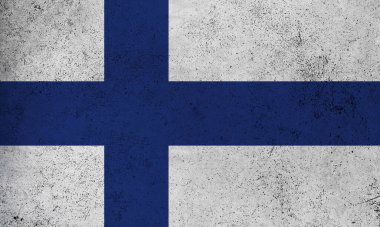 Finlandiya 'nın soyut grunge dokulu vintage bayrağı