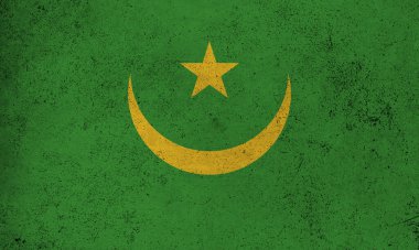 Moritanya 'nın soyut grunge desenli vintage bayrağı