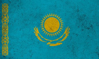 Kazakistan 'ın soyut grunge dokulu vintage bayrağı