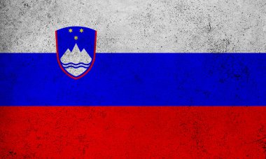 Slovenya 'nın soyut grunge dokulu vintage bayrağı