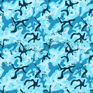 Askeri kamuflaj kusursuz desenli mavi renk grunge
