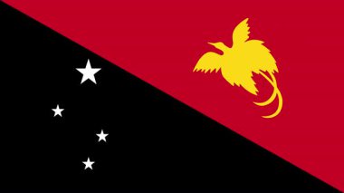 Düz bir bayrak olan 2D Papua Yeni Gine 'nin görünüp kayboluşunun animasyonu