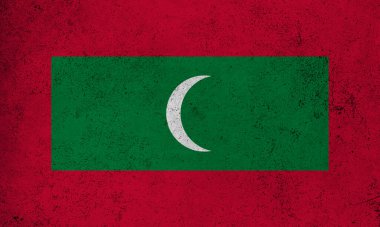 Soyut grunge desenli Maldivler bayrağı