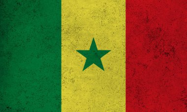 Senegal 'in soyut grunge desenli vintage bayrağı