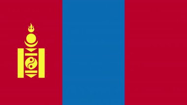 Düz bir 2D Moğolistan bayrağının görünüp kayboluşunun animasyonu