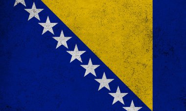 Bosna-Hersek 'in soyut grunge dokulu vintage bayrağı