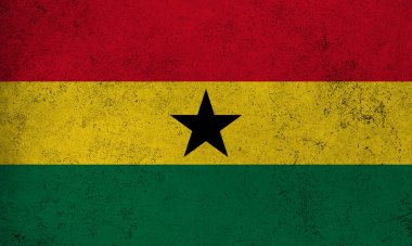 Gana 'nın soyut grunge dokulu vintage bayrağı