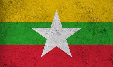 Soyut grunge desenli Myanmar bayrağı