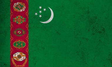 Türkmenistan 'ın soyut grunge dokulu vintage bayrağı