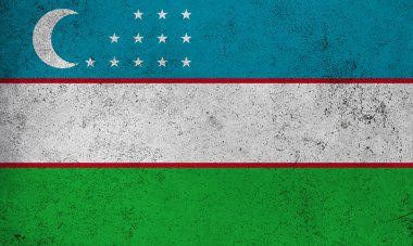 Özbekistan 'ın soyut grunge desenli vintage bayrağı