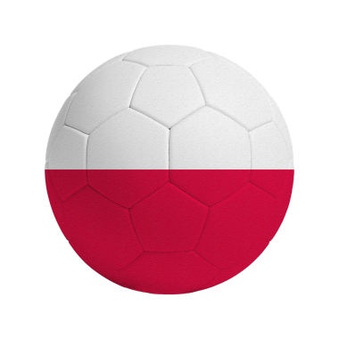 Polonya bayrağı taşıyan futbol topu.