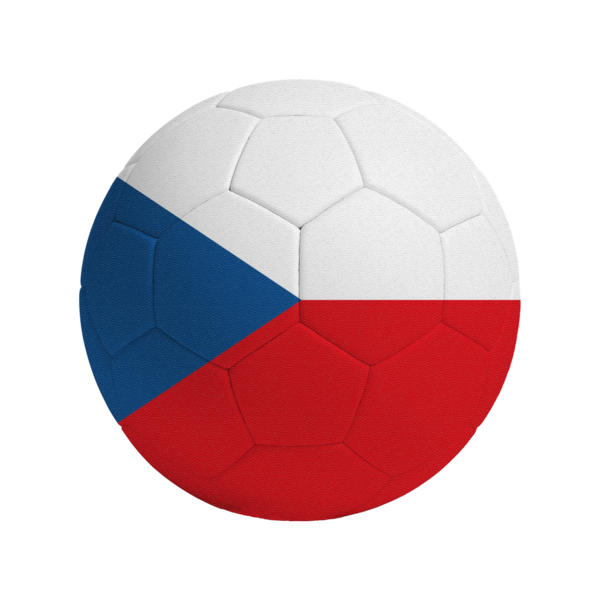 Çek Cumhuriyeti bayrağı taşıyan futbol topu.