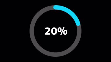 Mavi çember bilgi aktarımı, şeffaf arkaplanda yüzde olarak yükleme canlandırması