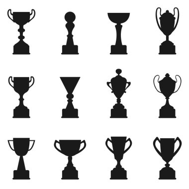 Siyah spor kupası simgelerinin büyük vektör kümesi