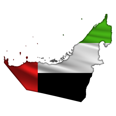 Bir harita biçiminde soyut BAE bayrağı dalgalandırılıyor