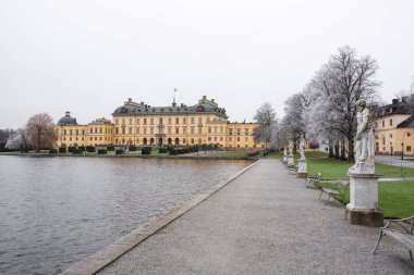 Stockholm, Sweden - January 22, 2023: Drottningholm Castle at winter time