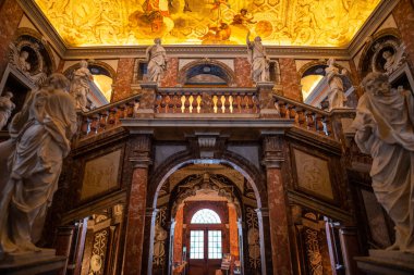 Stockholm, Sweden - January 22, 2023: Drottningholm Castle interiors - staircase created by the palace's chief architect, Nicodemus Tessin the Elder