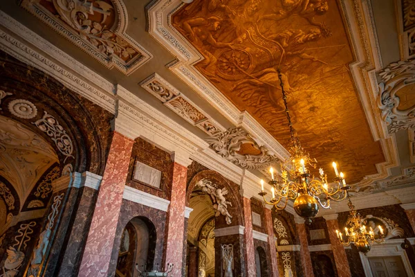Stockholm Sweden January 2023 Drottningholm Castle Interiors Ceiling Decoration Reception — Stock Photo, Image
