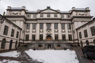 Stockholm, Sweden - February 14, 2023: Supreme Court of Sweden (Hgsta domstolen) on winter